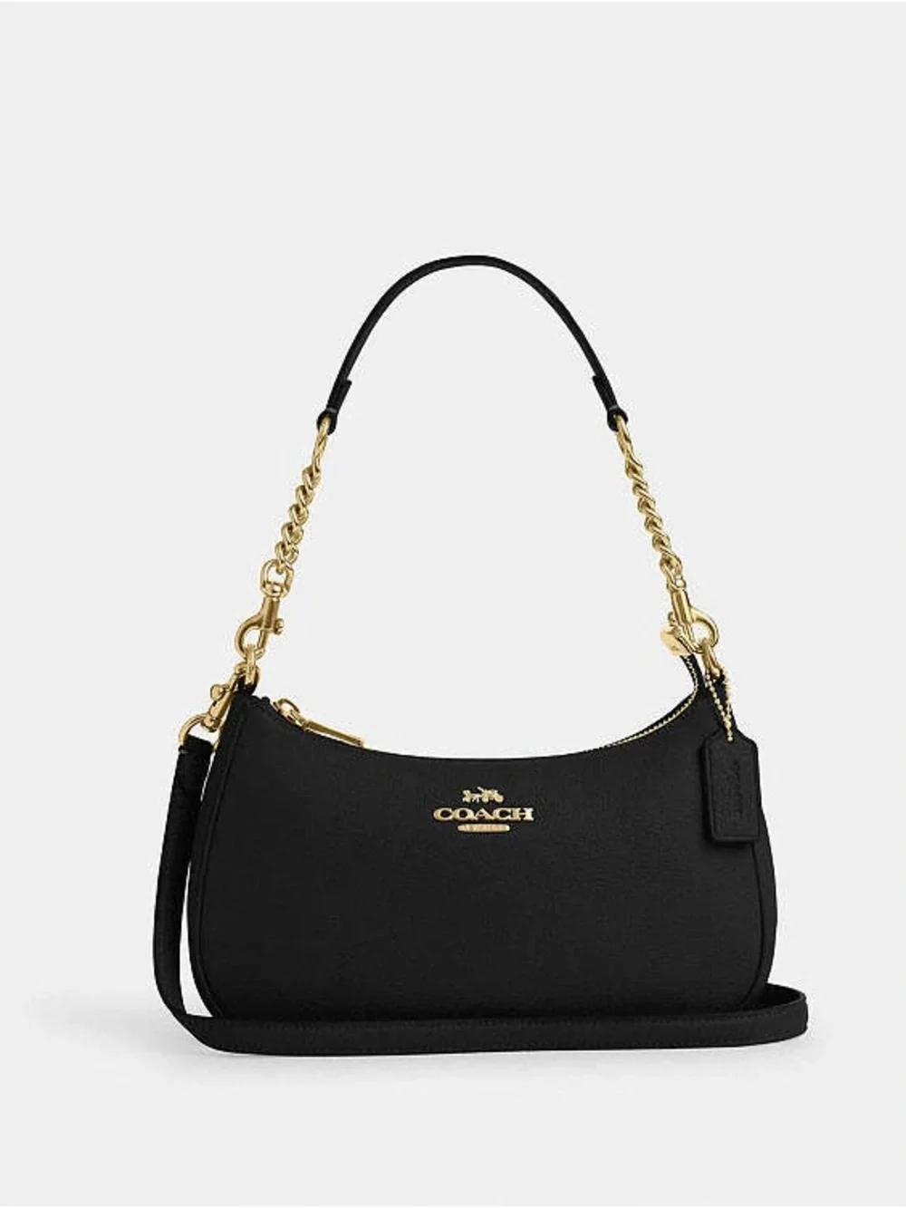 Authentic Coach Teri Shoulder bag in black with gold chain with FREE keychains
